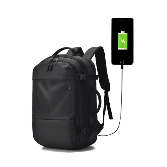 CarryQuest® - Heren Reistas Rugzak - 17 Inch Laptop + USB Oplaadpoort - Schooltas - Wandelrugzak - ZwartCarryQuestsimple