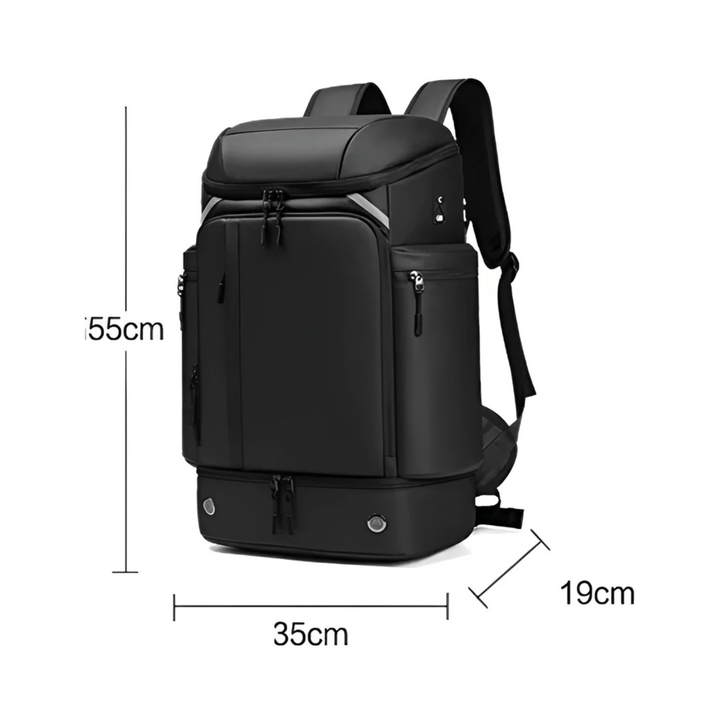 CarryQuest® - Heren Reistas Rugzak - 50L Capaciteit + USB - Laptoprugzak - Zwart