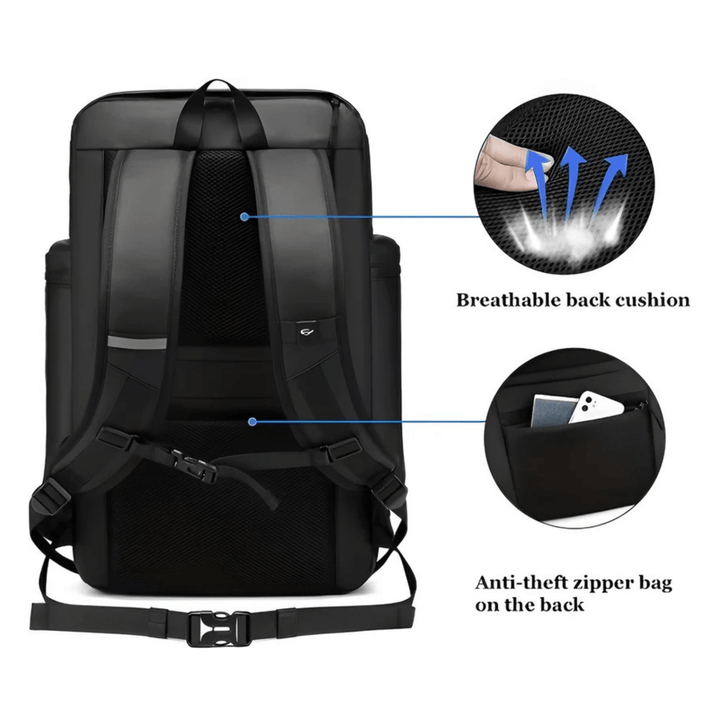 CarryQuest® - Heren Reistas Rugzak - 50L Capaciteit + USB - Laptoprugzak - Zwart