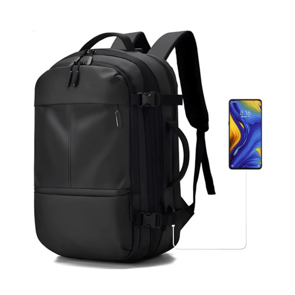 CarryQuest® - Heren Rugzak - Laptop + USB - Capaciteit - Zwart