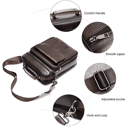 Carryquest® - Heren Schoudertas - 13Inch Laptop Handtassen - Crossbody messenger - Echt leer - 3 kleurenCarryQuest