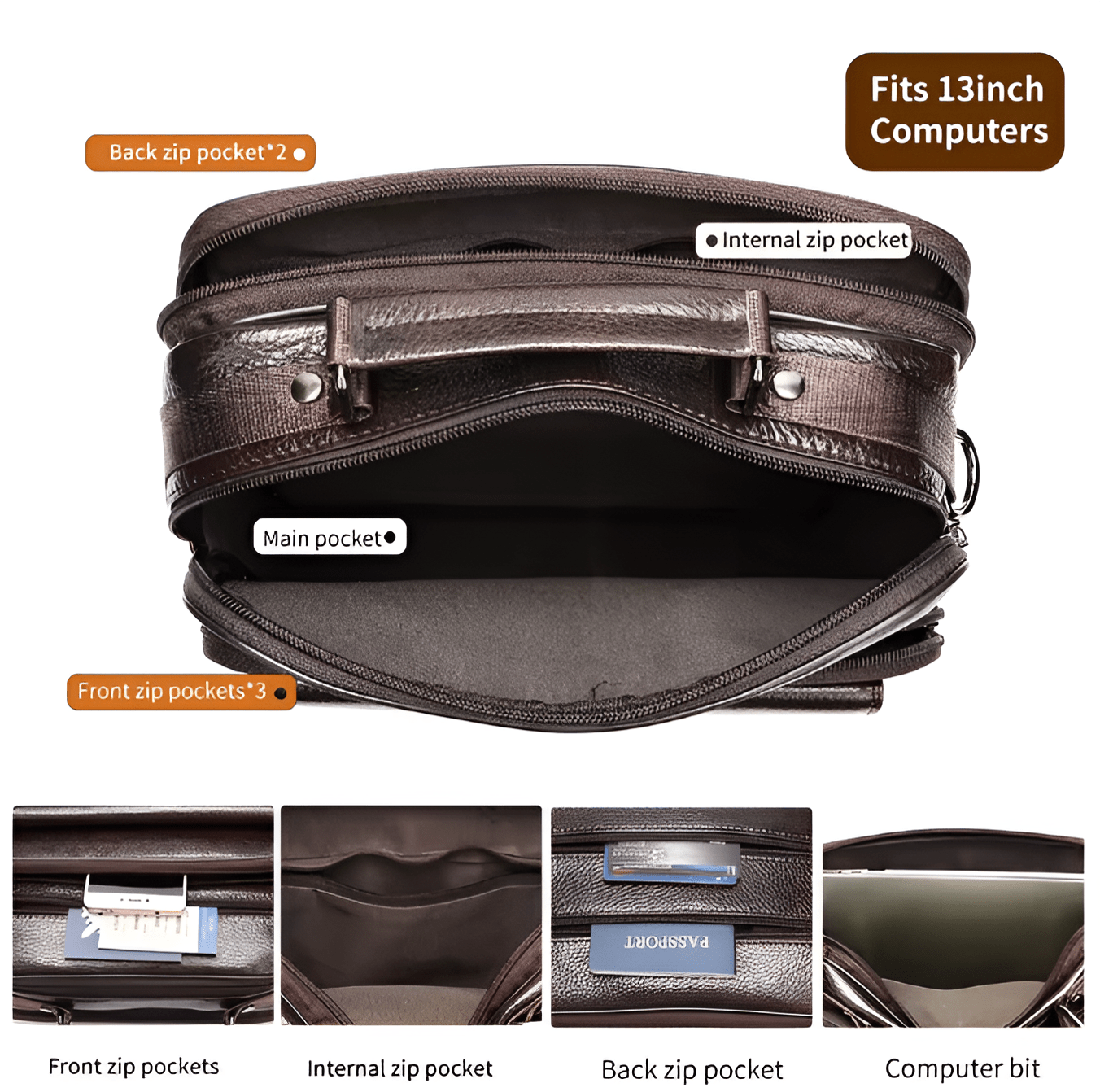 Carryquest® - Heren Schoudertas - 13Inch Laptop Handtassen - Crossbody messenger - Echt leer - 3 kleurenCarryQuest