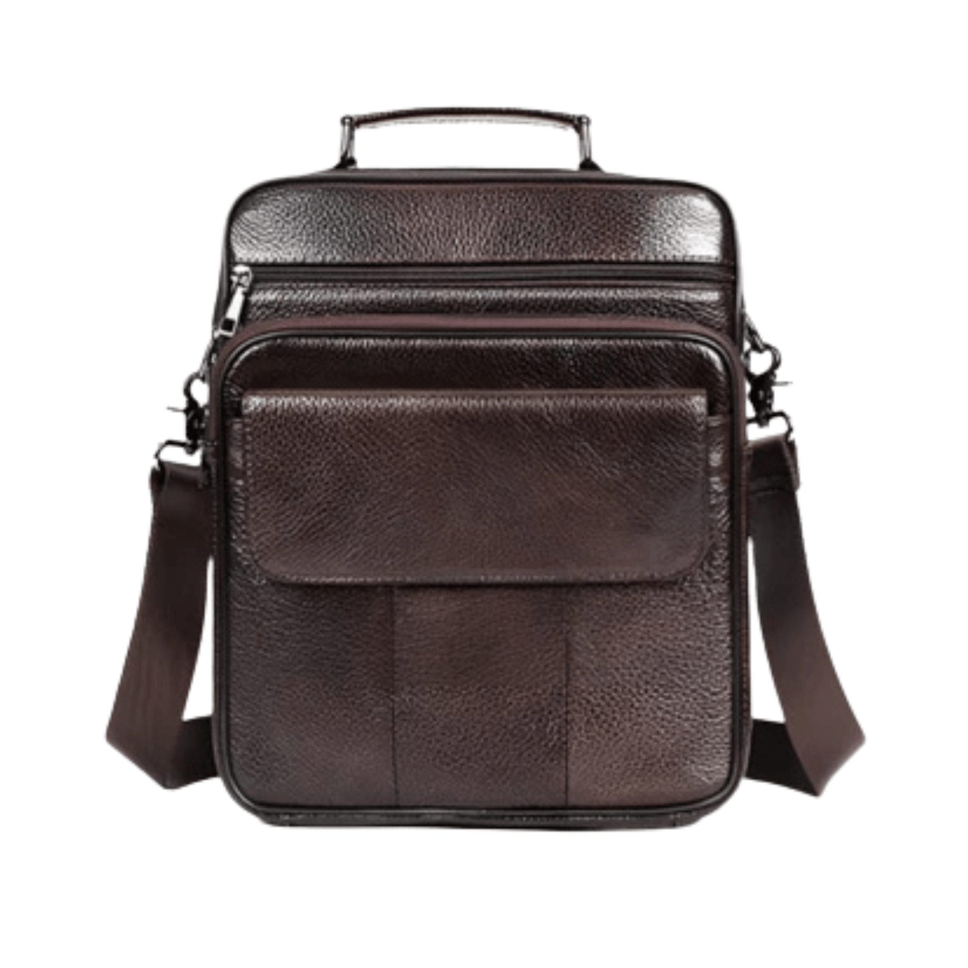 CarryQuest® - Heren Schoudertas - Casual crossbody messenger van leer - KoffeeCarryQuestsimple