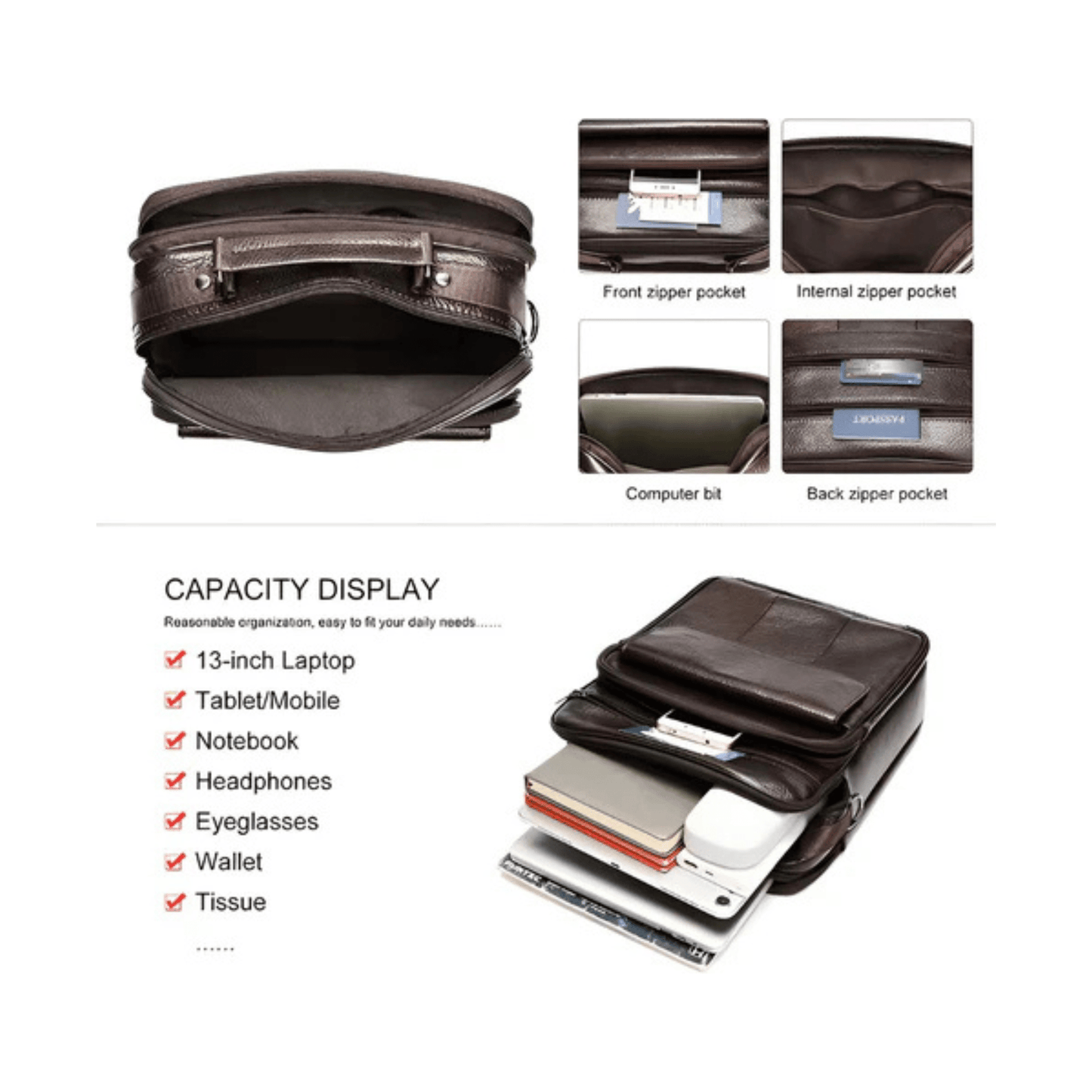 CarryQuest® - Heren Schoudertas - Casual crossbody messenger van leer - ZwartCarryQuestsimple