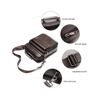 CarryQuest® - Heren Schoudertas - Casual crossbody messenger van leer - ZwartCarryQuestsimple