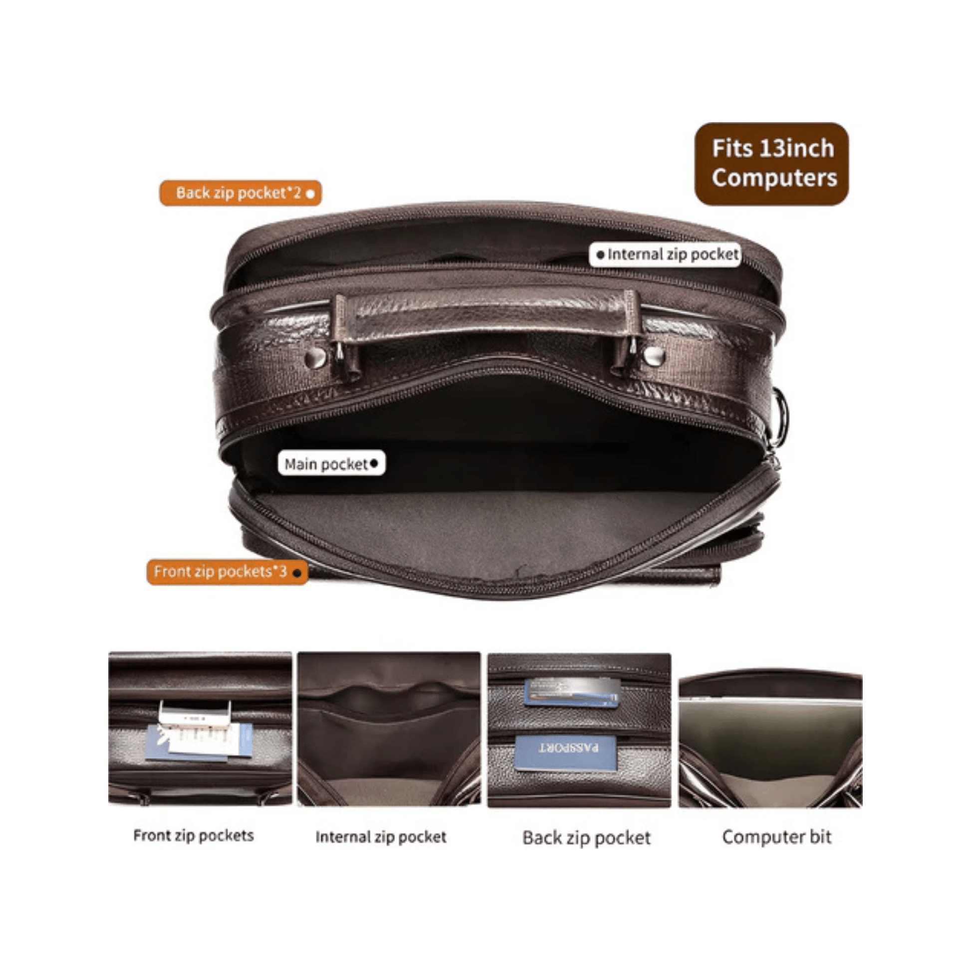 CarryQuest® - Heren Schoudertas - Casual crossbody messenger van leer - ZwartCarryQuestsimple