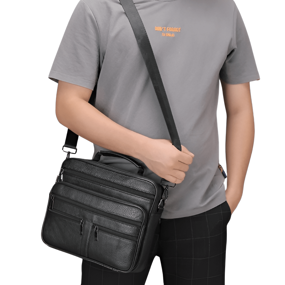 CarryQuest® - Heren Schoudertas - Echt Rundleder - Grote Rits Messenger Bag - 5 kleuren