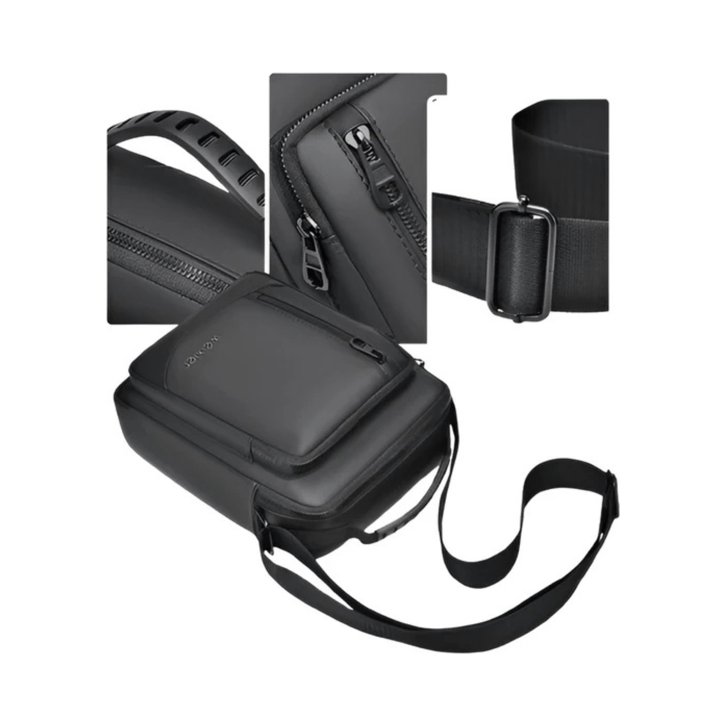 CarryQuest® - Heren Schoudertas - Waterdicht Crossbody Tas - Handtas - PU Leer - ZwartCarryQuestsimple