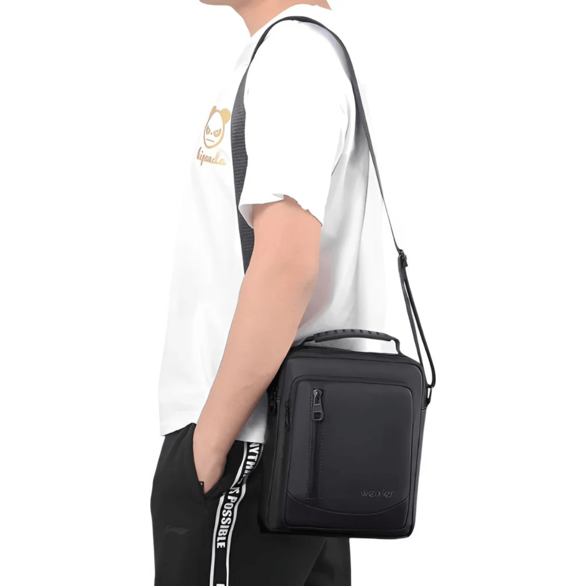 CarryQuest® - Heren Schoudertas - Waterdicht Crossbody Tas - Handtas - PU Leer - ZwartCarryQuestsimple