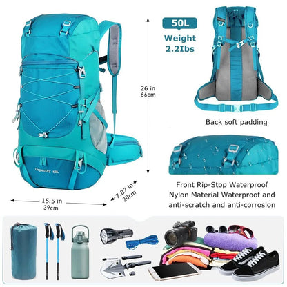 CarryQuest® - Hiking Rugzak 50L – Waterdicht – 4 Kleuren - CarryQuest