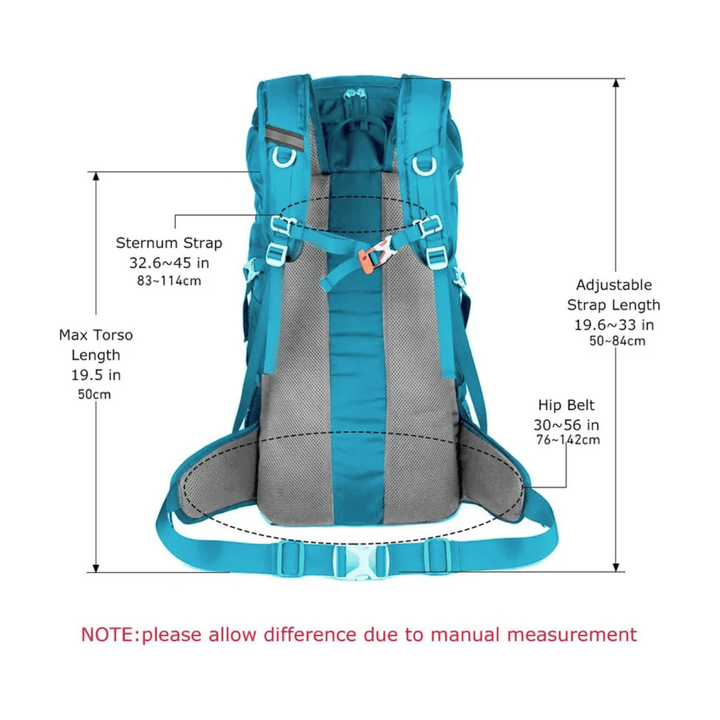 CarryQuest® - hiking/Wandel Rugzak - en Ademend - Duurzaam en Lichtgewicht - Licht Blauw