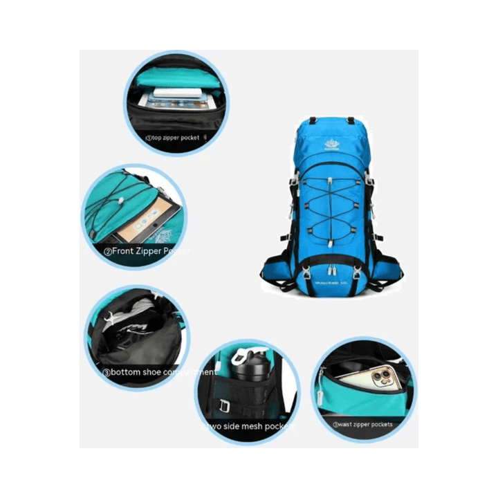 CarryQuest® - Hydratatie rugzak - Schoen - 65L - Blauw