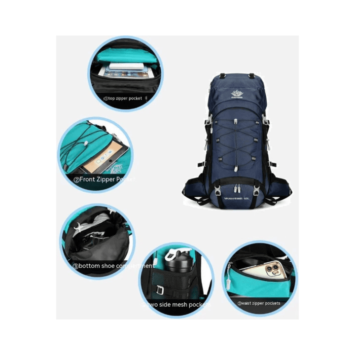 CarryQuest® - Hydratatie rugzak - Schoen - 65L - Donker Blauw