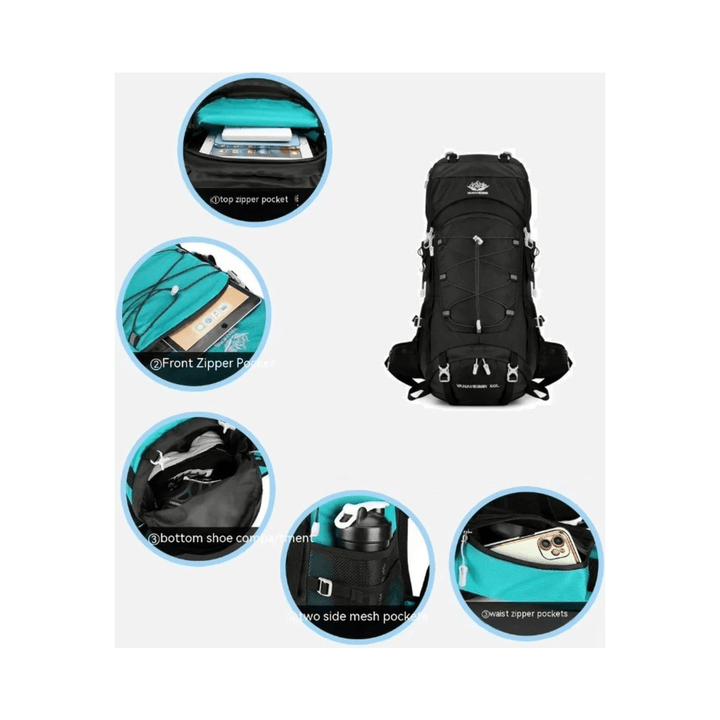 CarryQuest® - Hydratatie rugzak - Schoen - 65L - Zwart