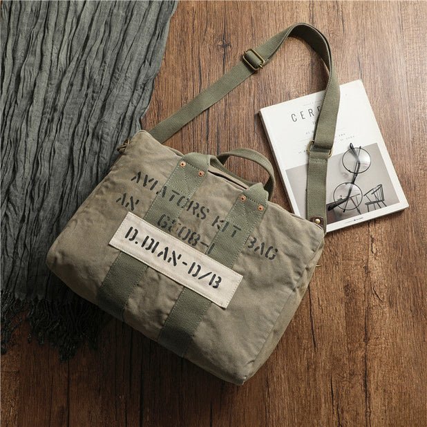 CarryQuest® Khaki Canvas Heren Pilot Bag - 50cm x 33cm x 21cm - Duurzaam & StijlvolCarryQuestReis - /Weekendtas03