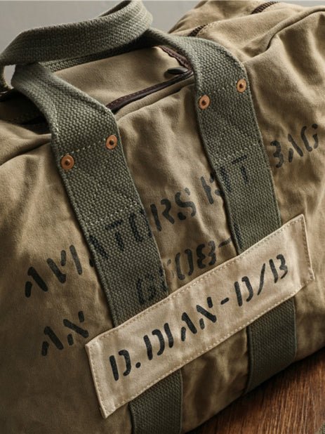 CarryQuest® Khaki Canvas Heren Pilot Bag - 50cm x 33cm x 21cm - Duurzaam & StijlvolCarryQuestReis - /Weekendtas03