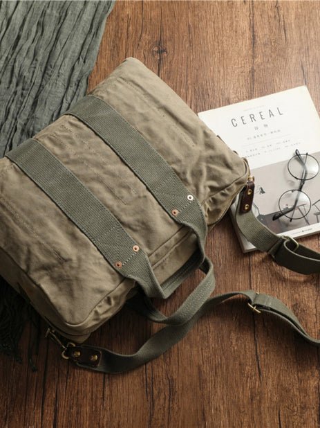 CarryQuest® Khaki Canvas Heren Pilot Bag - 50cm x 33cm x 21cm - Duurzaam & StijlvolCarryQuestReis - /Weekendtas03