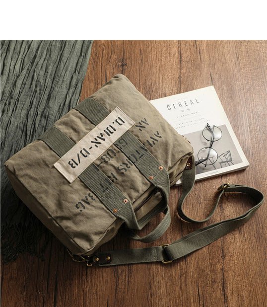 CarryQuest® Khaki Canvas Heren Pilot Bag - 50cm x 33cm x 21cm - Duurzaam & StijlvolCarryQuestReis - /Weekendtas03