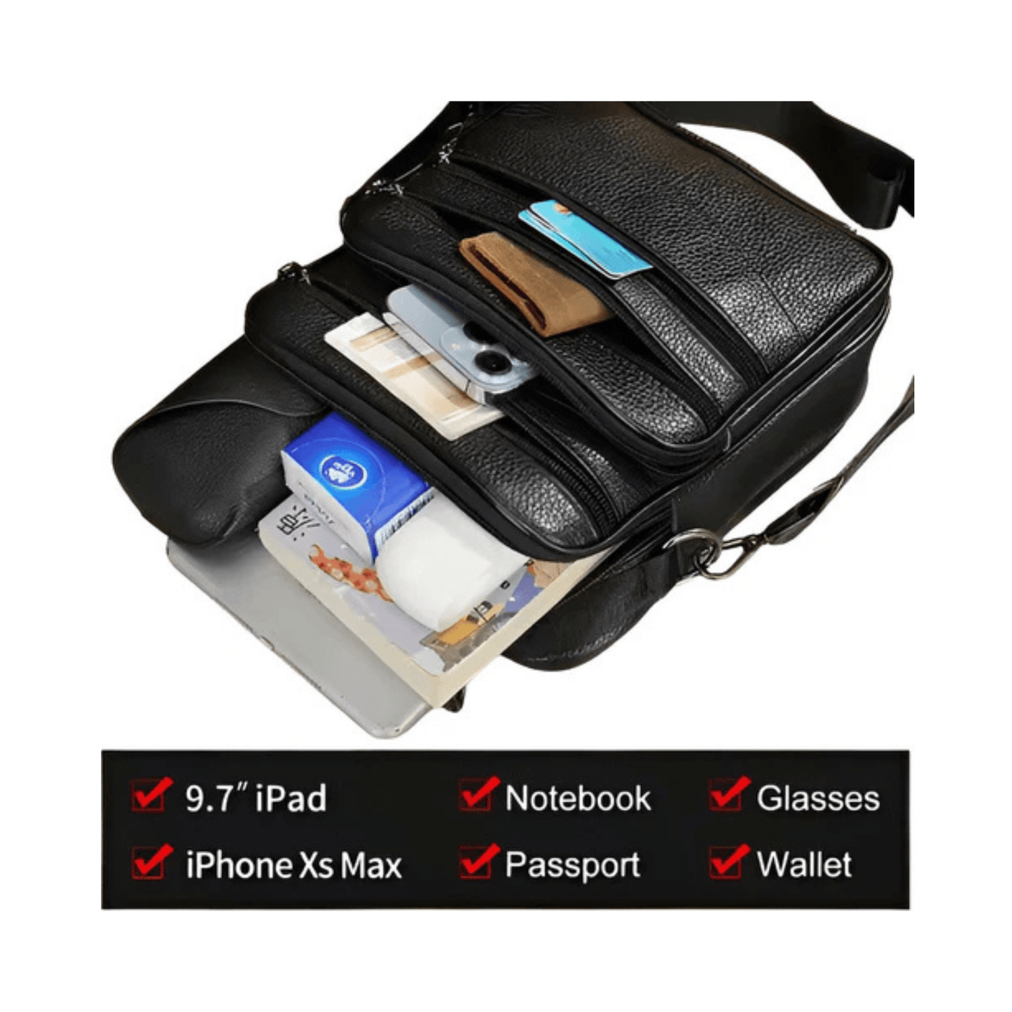 CarryQuest® - Koehuid Schoudertas Heren - Handtassen - Crossbody Tas - KoffieCarryQuestsimple