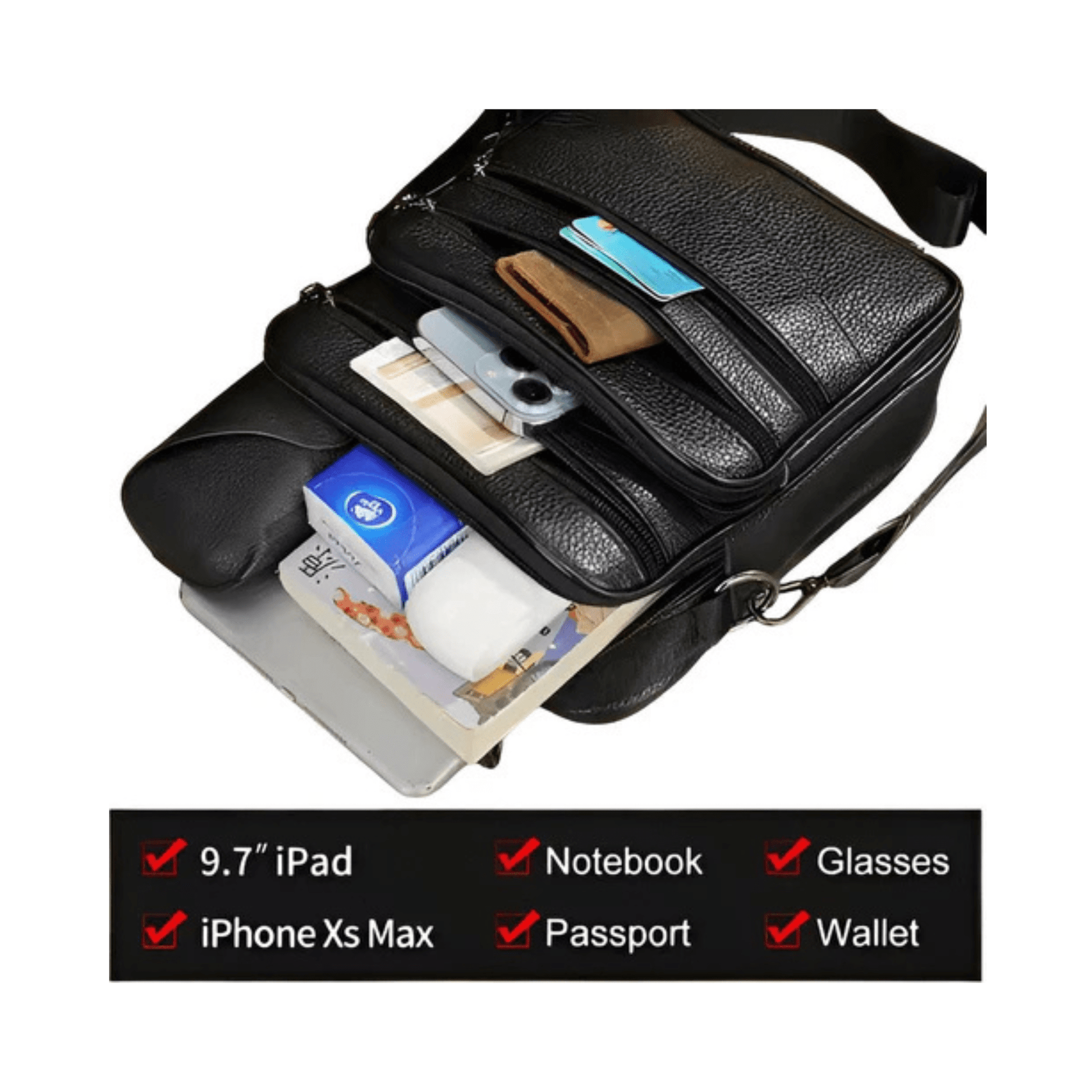 CarryQuest® - Koehuid Schoudertas Heren - Handtassen - Crossbody Tas - KoffieCarryQuestsimple