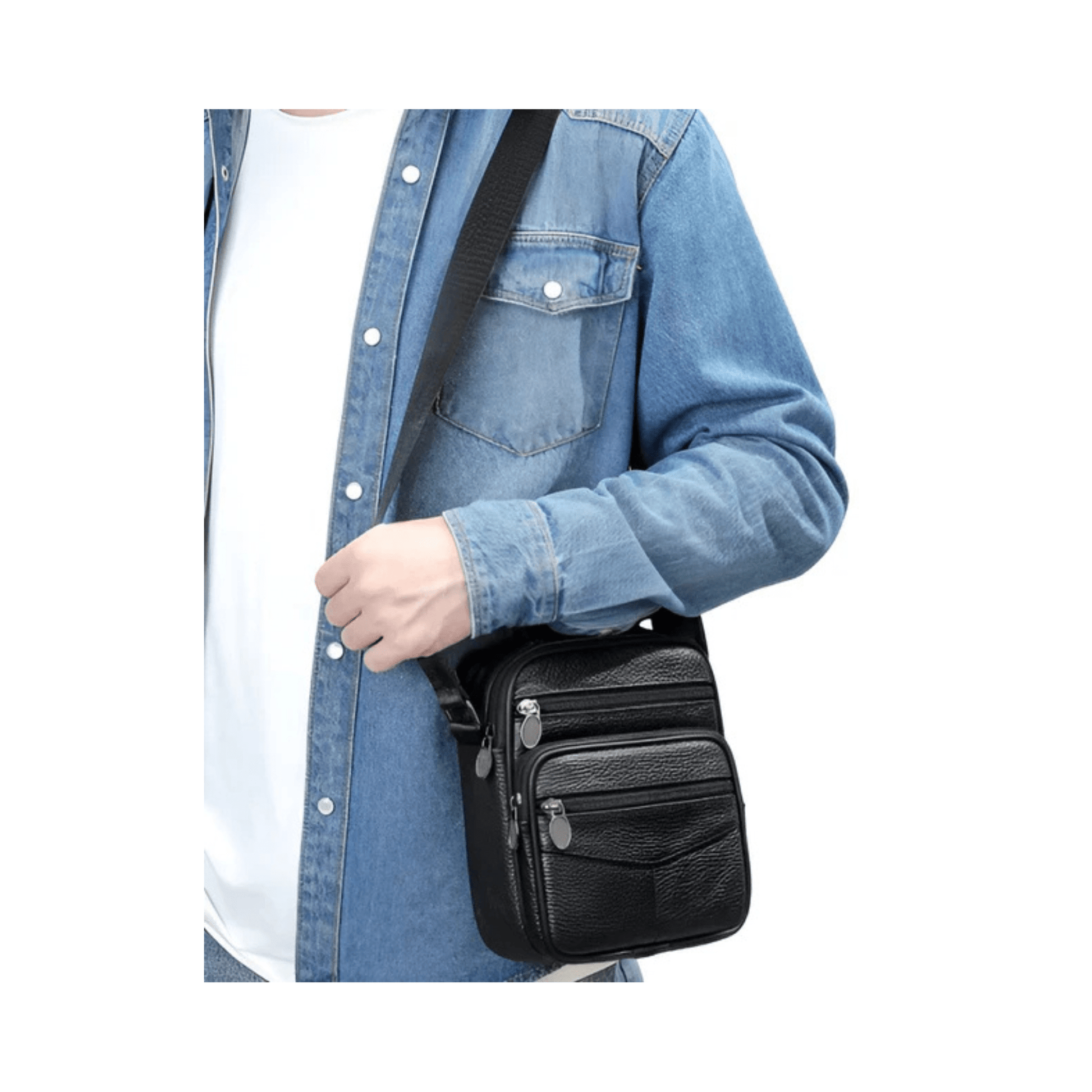 CarryQuest® - Koehuid Schoudertas Heren - Handtassen - Crossbody Tas - KoffieCarryQuestsimple