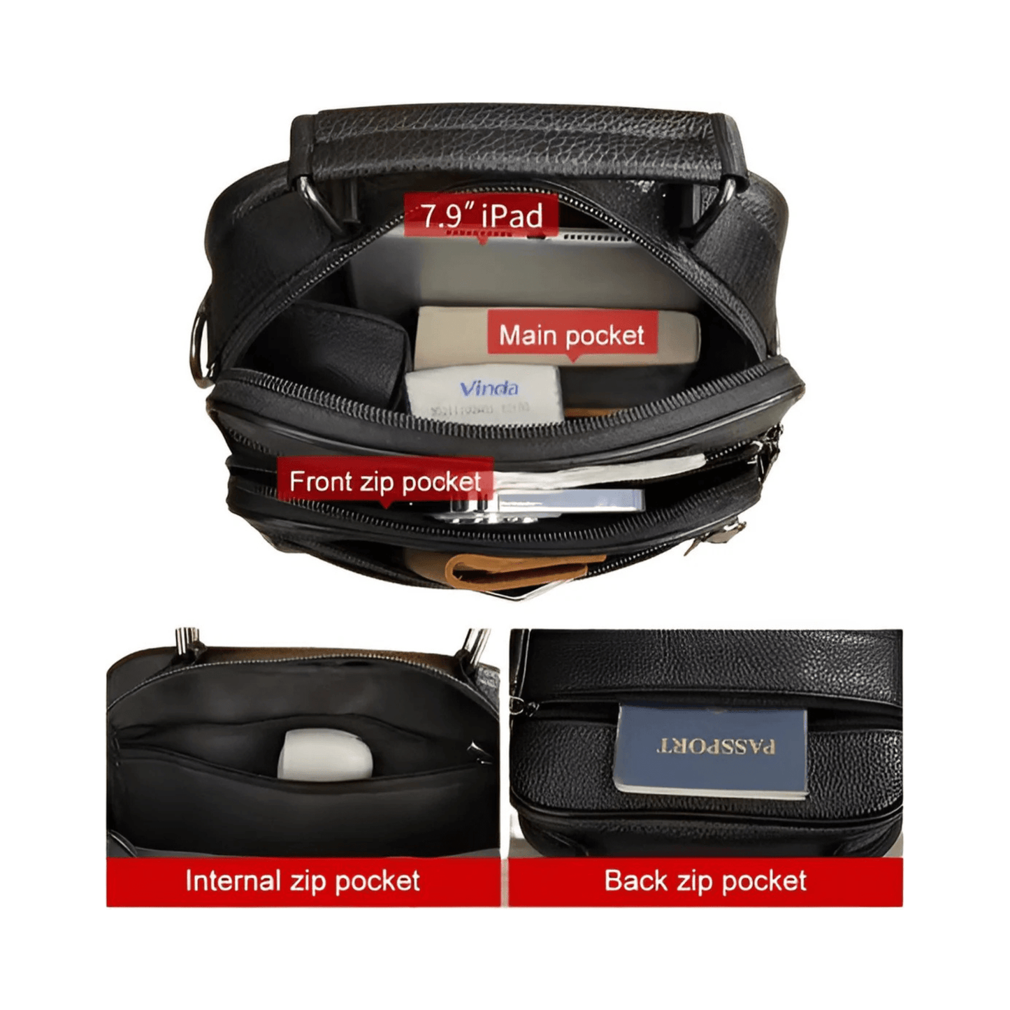CarryQuest® - Koehuid Schoudertas Heren - Handtassen - Crossbody Tas - KoffieCarryQuestsimple