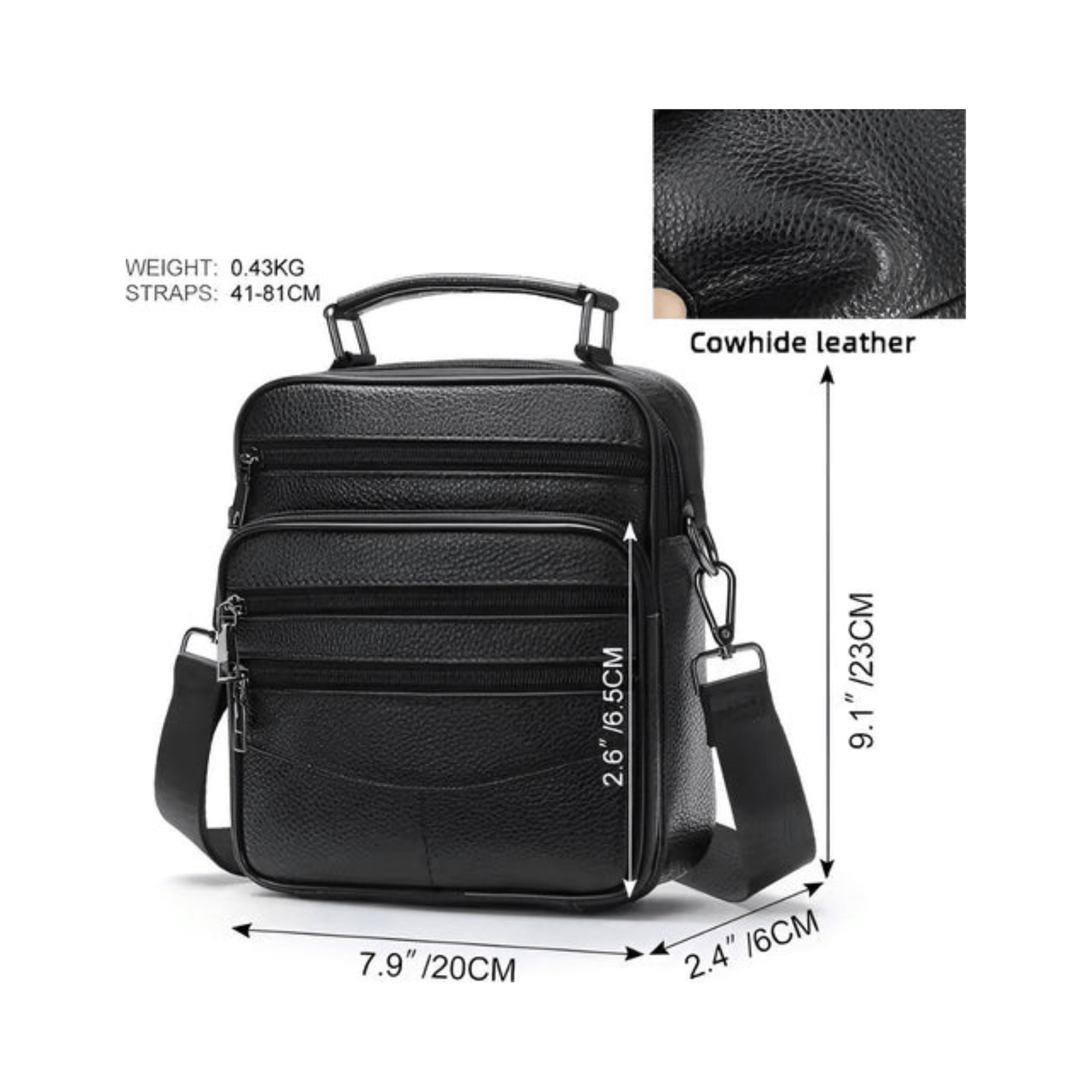 CarryQuest® - Koehuid Schoudertas Heren - Handtassen - Crossbody Tas - KoffieCarryQuestsimple