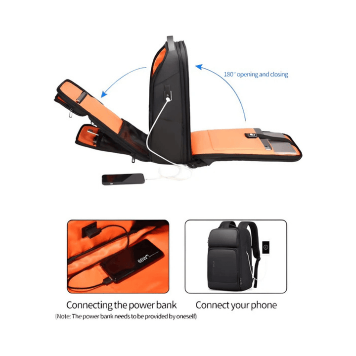 CarryQuest® - Laptop Rugzak - USB Oplaadfunctie - 35L - Laptopvak tot 15.6 inch - Grijs