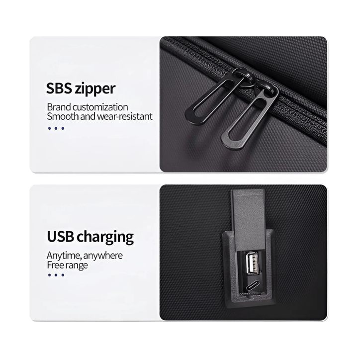 CarryQuest® - Laptop Rugzak - USB Oplaadfunctie - 35L - Laptopvak tot 15.6 inch - Grijs