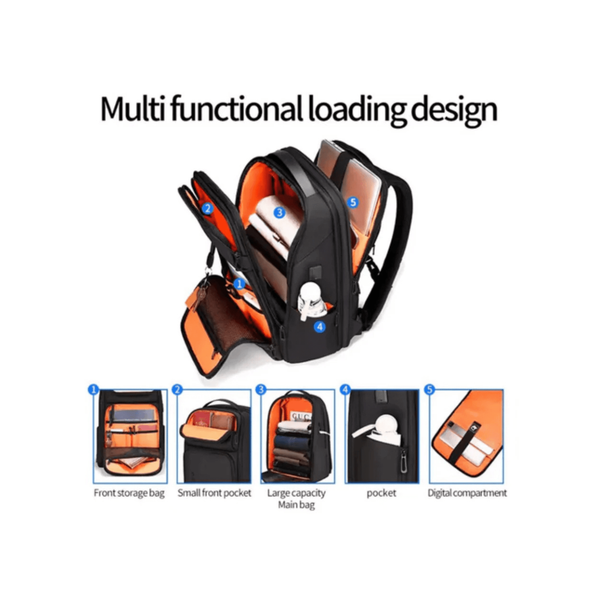 CarryQuest® - Laptop Rugzak - USB Oplaadfunctie - 35L - Laptopvak tot 15.6 inch - ZwartCarryQuestsimple