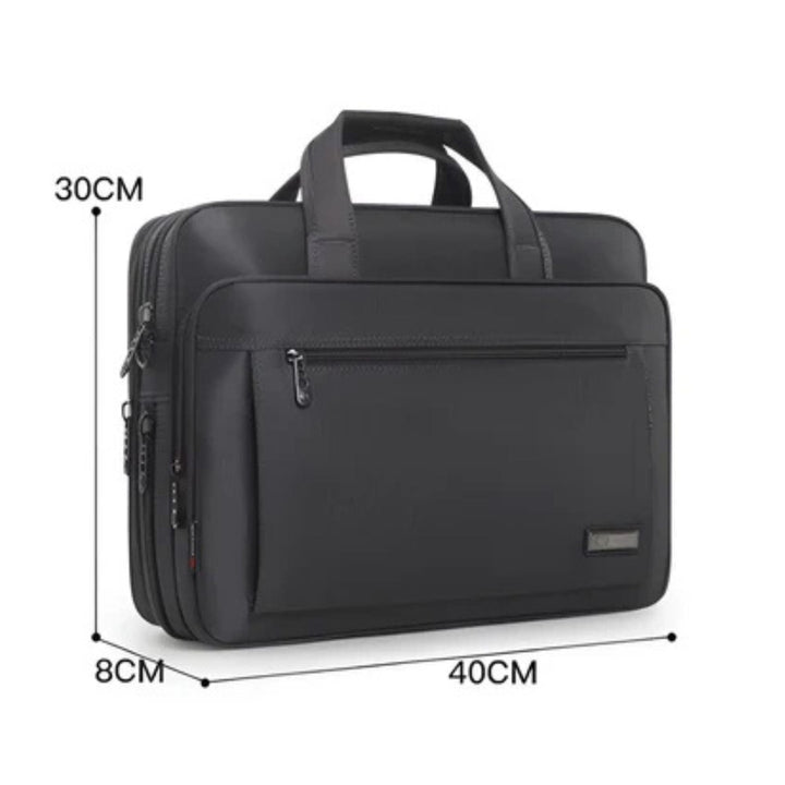 CarryQuest® - Laptoptas - Heren Aktetas Voor 15 inch Laptop, Waterdichte Oxford Stof - Zwart