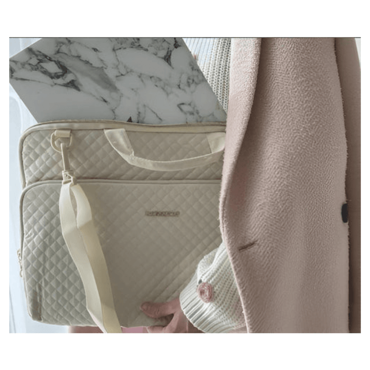 CarryQuest® - Laptoptas - Multifunctionele Laptop Messenger Tas - 15.6 inch MacBook Pro/Air - Beige