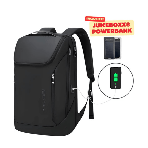 CarryQuest® - Laptoptas - Waterdicht - Nu inclusief JuiceBoxx® Powerbank - Zwart