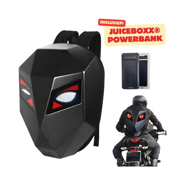 CarryQuest® - LED - rugzak + 20000mAh SOLAR Powerbank - Maat L - Motorrugzak - Motor Rugzak - Zwart