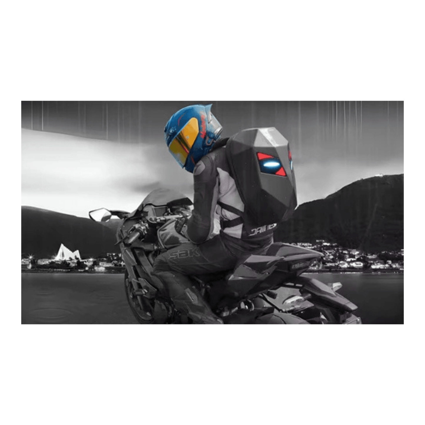 CarryQuest® - LED - rugzak met - Maat L - Compatibel met Motor helm - ZwartCarryQuestsimple