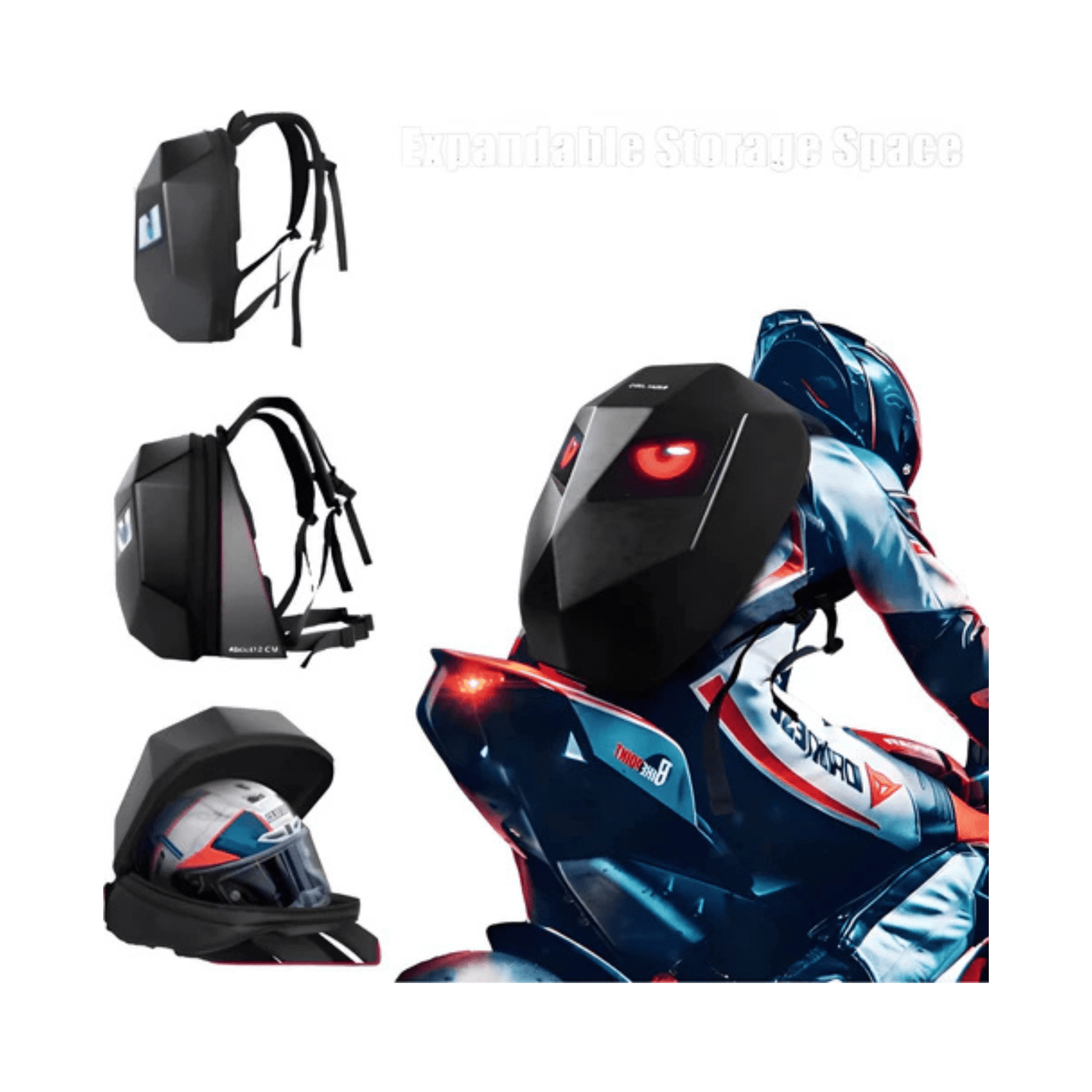 CarryQuest® - LED - rugzak met - Maat L - Compatibel met Motor helm - ZwartCarryQuestsimple