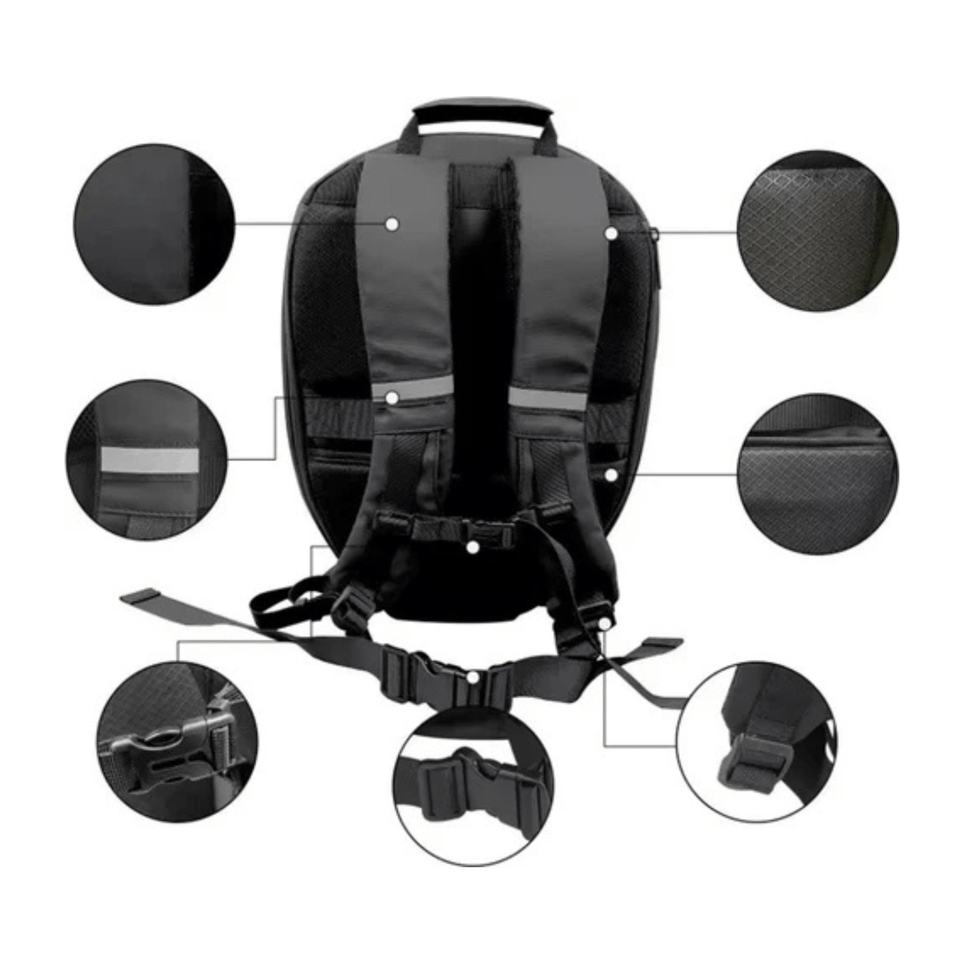 CarryQuest® - LED - rugzak met - Maat L - Compatibel met Motor helm - ZwartCarryQuestsimple