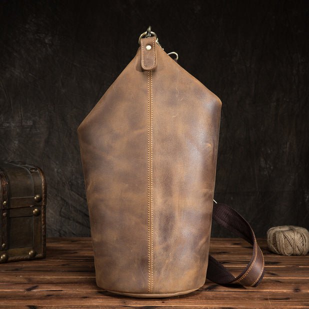 CarryQuest® Lederen Borsttas – Retro Design – Italiaans Runderleer – Eén Schouder – 28x17x42cmCarryQuestSchoudertas Heren03