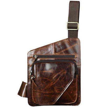 CarryQuest® Lederen Heren Sling Bag – Crossbody – Vintage Koffie, Donkerbruin, Zwart, Grijs – 28x21x3cmCarryQuestSchoudertas Heren03