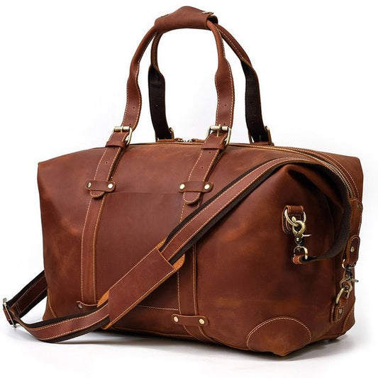 CarryQuest® Lederen Reistas - Weekendtas - 50x23x29cm - Italiaans Rundleer - Bruin,Koffie,ZwartCarryQuestReis - /Weekendtas03