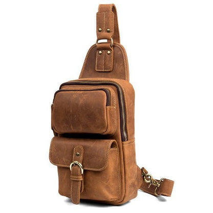 CarryQuest® Lederen Schoudertas – Koffie,Bruin,Sling Bag – 30x18x9cm – Perfect voor MannenCarryQuestCross Body Tas03