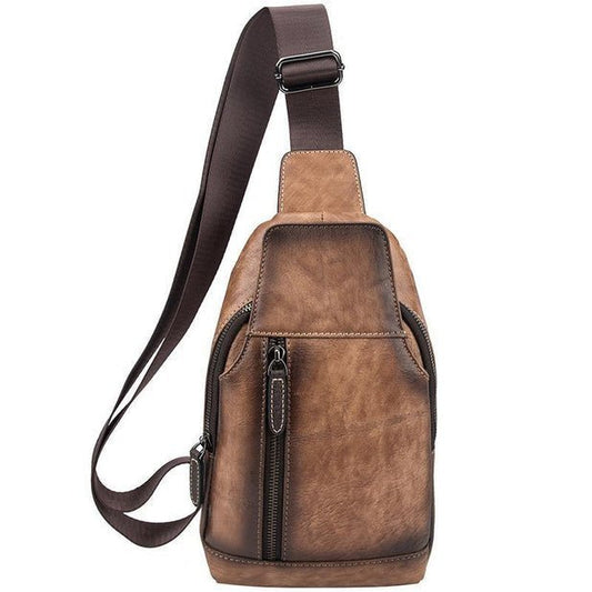 CarryQuest® Lederen Sling Bag – 8 inch – Bruin, Koffie, Zwart – Voor Mannen – Eén Schouder – Ruime OpbergruimteCarryQuestSchoudertas Heren03