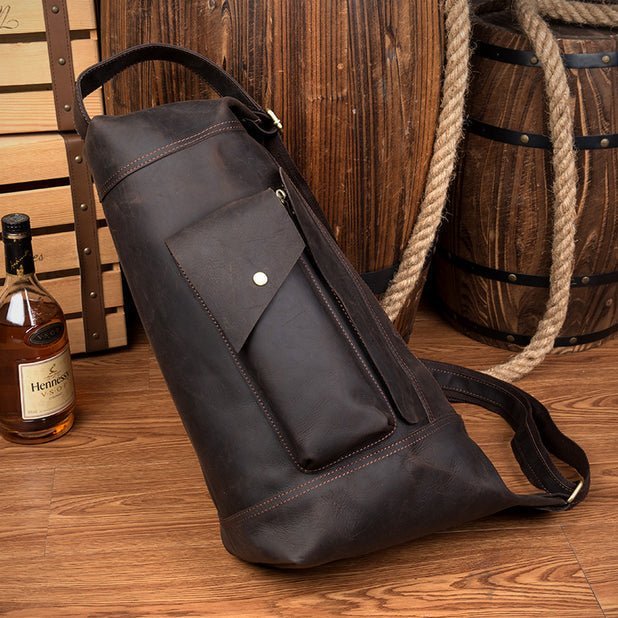 CarryQuest® Lederen Sling Bag – Crossbody – Heren – Vintage Bruin/Koffie – Ruime OpbergruimteCarryQuestSchoudertas Heren03