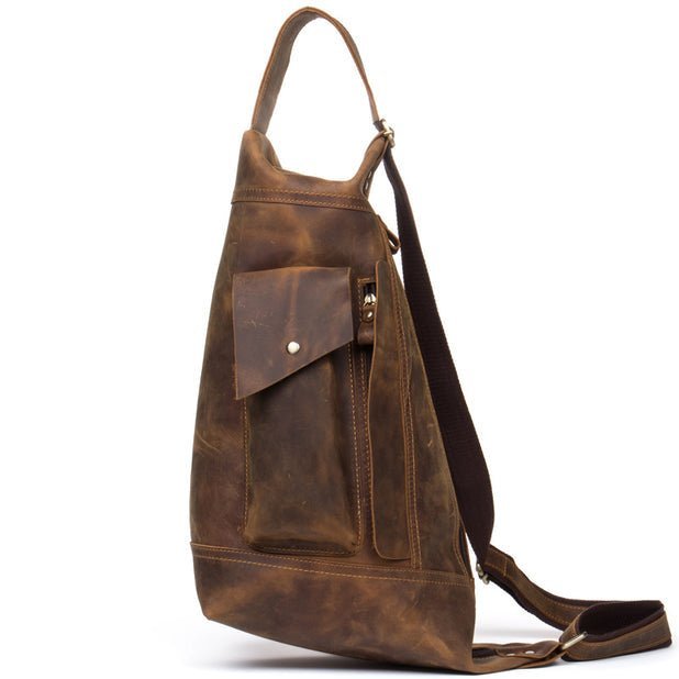 CarryQuest® Lederen Sling Bag – Crossbody – Heren – Vintage Bruin/Koffie – Ruime OpbergruimteCarryQuestSchoudertas Heren03
