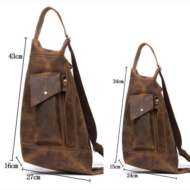 CarryQuest® Lederen Sling Bag – Crossbody – Heren – Vintage Bruin/Koffie – Ruime OpbergruimteCarryQuestSchoudertas Heren03