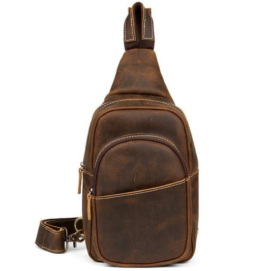 CarryQuest® Lederen Sling Bag – Crossbody – Vintage Bruin,Koffie – Handgemaakt – Duurzaam – 30x18x12cmCarryQuestSchoudertas Heren03
