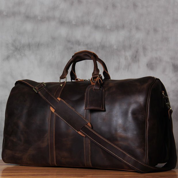 CarryQuest® Lederen Weekender Bag – Ruim & Duurzaam – 45x29x22cm/60x34x31cm – HerenCarryQuestReis - /Weekendtas03