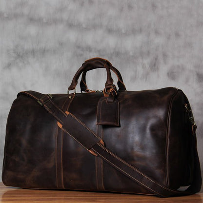 CarryQuest® Lederen Weekender Bag – Ruim & Duurzaam – 45x29x22cm/60x34x31cm – HerenCarryQuestReis - /Weekendtas03