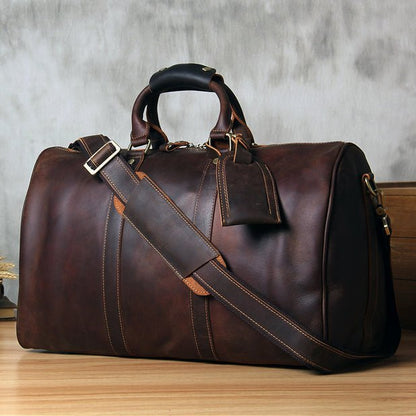 CarryQuest® Lederen Weekender Bag – Ruim & Duurzaam – 45x29x22cm/60x34x31cm – HerenCarryQuestReis - /Weekendtas03