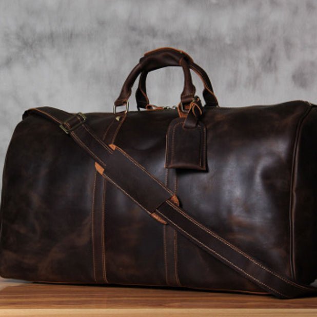 CarryQuest® Lederen Weekender Bag – Ruim & Duurzaam – 45x29x22cm/60x34x31cm – HerenCarryQuestReis - /Weekendtas03